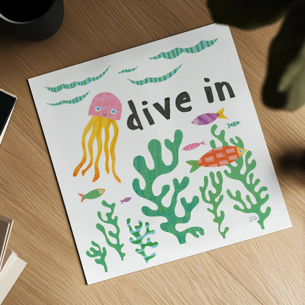 Ocean Splash III by Melissa Averinos. Shown as a detailed flat fine art print, highlighting archival giclee quality. Available as an archival giclee rolled canvas, fine art paper, or poster print. SKU 35976a.