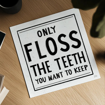 Only Floss by Melissa Averinos. Shown as a detailed flat fine art print, highlighting archival giclee quality. Available as an archival giclee rolled canvas, fine art paper, or poster print. SKU 59181a.