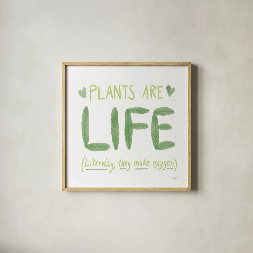 Plant Love II by Melissa Averinos. Shown in a natural wood glass frame for a timeless modern aesthetic. Available as an archival giclee rolled canvas, fine art paper, or poster print. SKU 59970a.