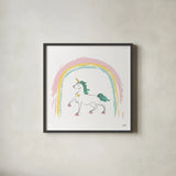 Rainbow Dream I by Melissa Averinos. Shown in a sleek black glass frame for a contemporary gallery look. Available as an archival giclee rolled canvas, fine art paper, or poster print. SKU 56796a.