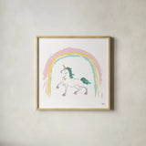Rainbow Dream I by Melissa Averinos. Shown in a natural wood glass frame for a timeless modern aesthetic. Available as an archival giclee rolled canvas, fine art paper, or poster print. SKU 56796a.