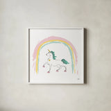 Rainbow Dream I by Melissa Averinos. Shown in a crisp white glass frame for a clean and minimalist style. Available as an archival giclee rolled canvas, fine art paper, or poster print. SKU 56796a.