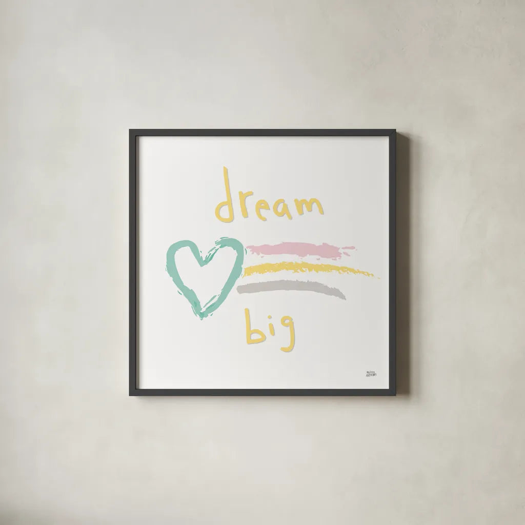 Rainbow Dream III by Melissa Averinos. Shown in a sleek black glass frame for a contemporary gallery look. Available as an archival giclee rolled canvas, fine art paper, or poster print. SKU 56798a.