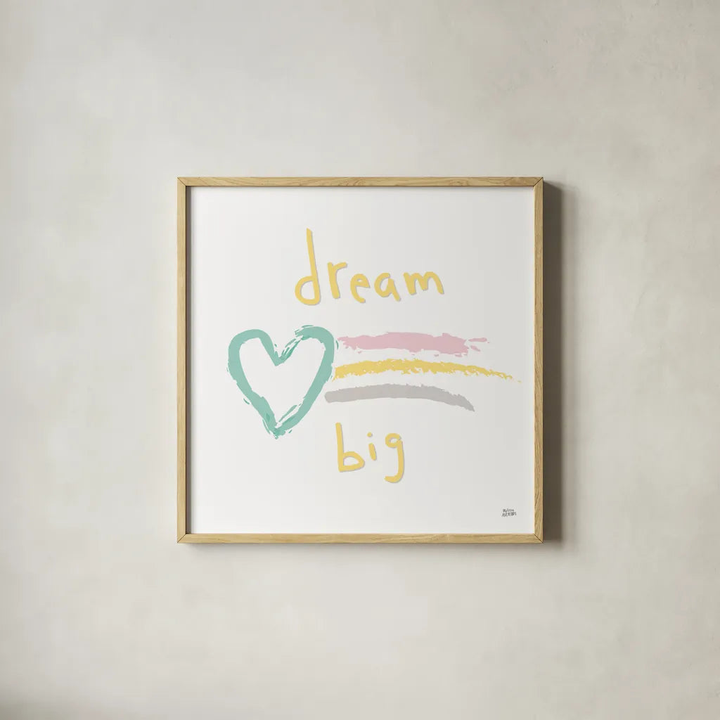 Rainbow Dream III by Melissa Averinos. Shown in a natural wood glass frame for a timeless modern aesthetic. Available as an archival giclee rolled canvas, fine art paper, or poster print. SKU 56798a.