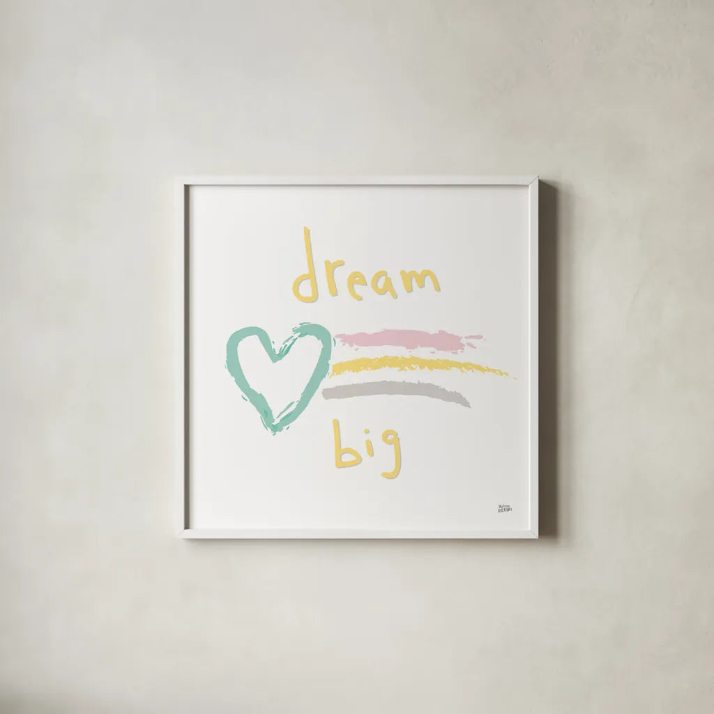 Rainbow Dream III by Melissa Averinos. Shown in a crisp white glass frame for a clean and minimalist style. Available as an archival giclee rolled canvas, fine art paper, or poster print. SKU 56798a.