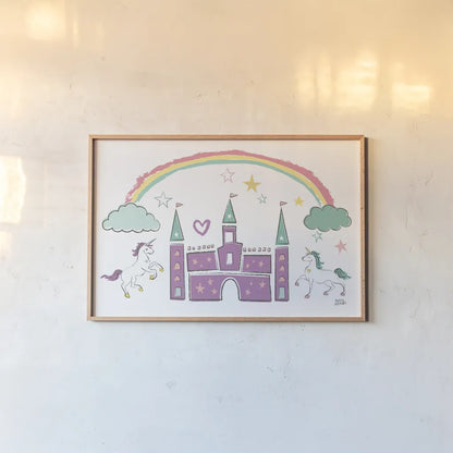 Rainbow Dream IV by Melissa Averinos. shown as a paper print in a natural frame. Available as a archival giclee rolled canvas, fine art paper, or poster print. SKU 73626i.