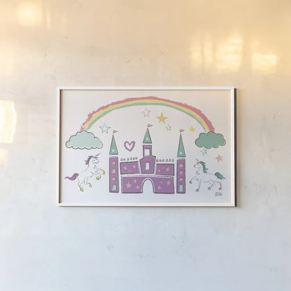 Rainbow Dream IV by Melissa Averinos. shown as a paper print in a white frame. Available as a archival giclee rolled canvas, fine art paper, or poster print. SKU 73626i.