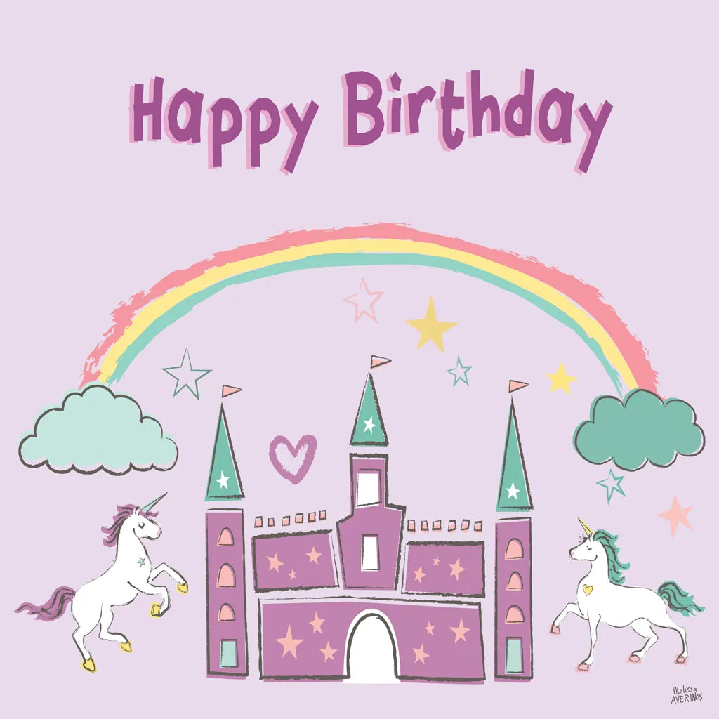 Rainbow Dream IV Happy Birthday by Melissa Averinos. SKU 78015a. Archival Giclee Fine art print for wall decor.