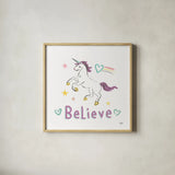 Rainbow Dream VI by Melissa Averinos. Shown in a natural wood glass frame for a timeless modern aesthetic. Available as an archival giclee rolled canvas, fine art paper, or poster print. SKU 73628a.