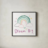 Rainbow Dream VII by Melissa Averinos. Shown in a sleek black glass frame for a contemporary gallery look. Available as an archival giclee rolled canvas, fine art paper, or poster print. SKU 73629a.