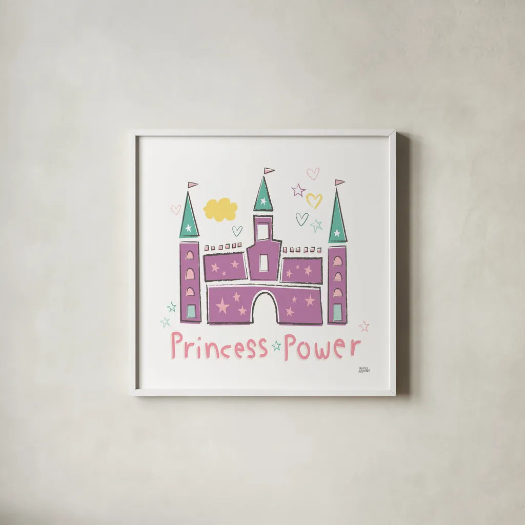 Rainbow Dream VIII by Melissa Averinos. Shown in a crisp white glass frame for a clean and minimalist style. Available as an archival giclee rolled canvas, fine art paper, or poster print. SKU 73630a.