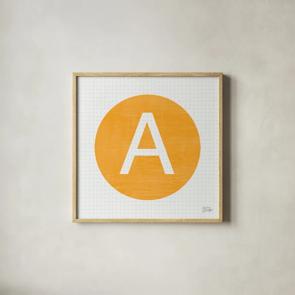 Retro Subway Symbol III by Melissa Averinos. Shown in a natural wood glass frame for a timeless modern aesthetic. Available as an archival giclee rolled canvas, fine art paper, or poster print. SKU 59445a.