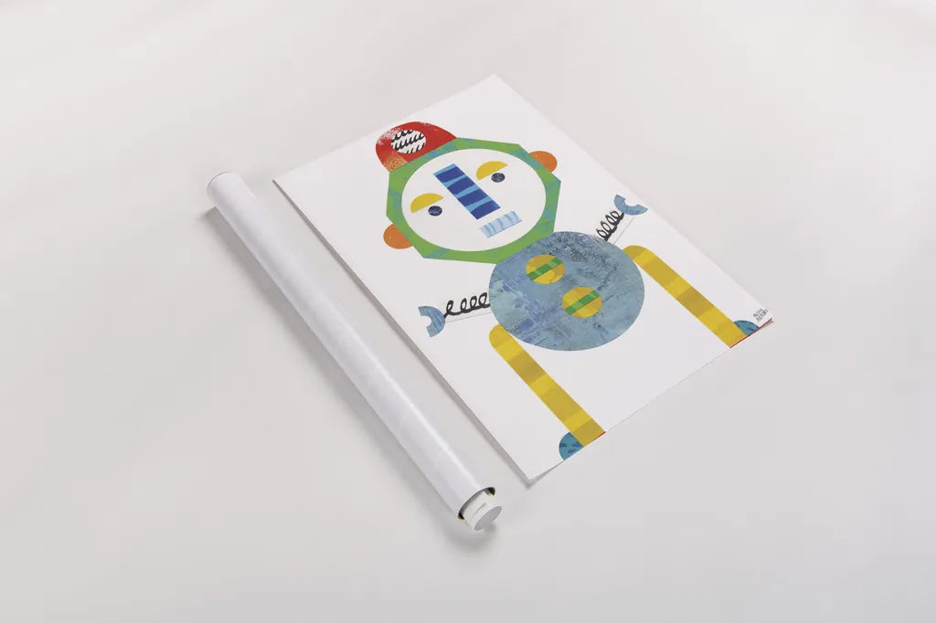 Robot Party Element IV by Melissa Averinos. shown as a rolled paper print. Available as archival giclee rolled canvas, fine art paper, or poster print. SKU 30686h.