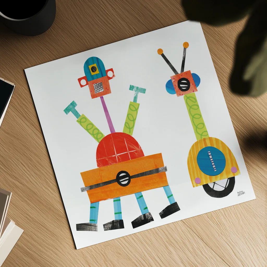 Robot Party Element VII by Melissa Averinos. Shown as a detailed flat fine art print, highlighting archival giclee quality. Available as an archival giclee rolled canvas, fine art paper, or poster print. SKU 30683a.