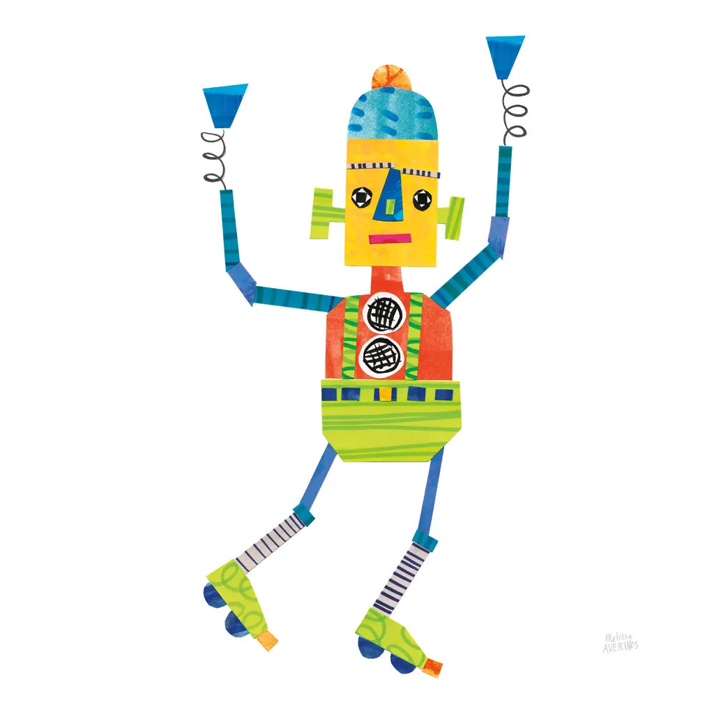 Robot Party I by Melissa Averinos. SKU 28532a. Archival Giclee Fine art print for wall decor.