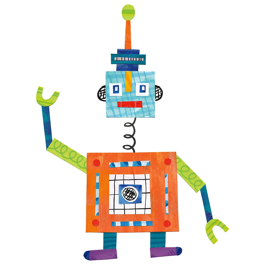 Robot Party III by Melissa Averinos. SKU 28534a. Archival Giclee Fine art print for wall decor.