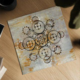 Saffron Mandala I Crop by Melissa Averinos. Shown as a detailed flat fine art print, highlighting archival giclee quality. Available as an archival giclee rolled canvas, fine art paper, or poster print. SKU 29693a.