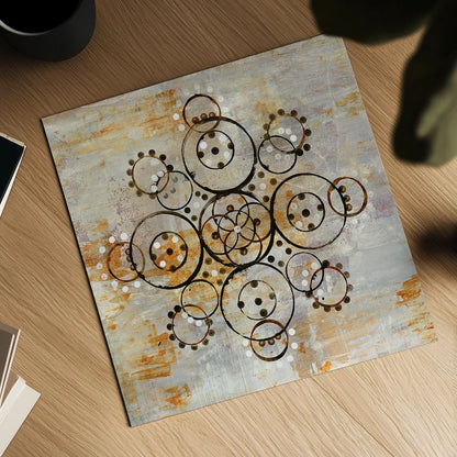 Saffron Mandala I Crop by Melissa Averinos. Shown as a detailed flat fine art print, highlighting archival giclee quality. Available as an archival giclee rolled canvas, fine art paper, or poster print. SKU 29693a.