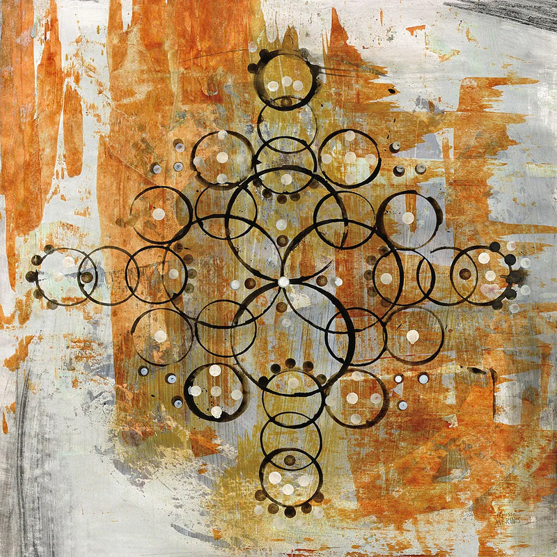 Saffron Mandala II Crop by Melissa Averinos. SKU 29694a. Archival Giclee Fine art print for wall decor.