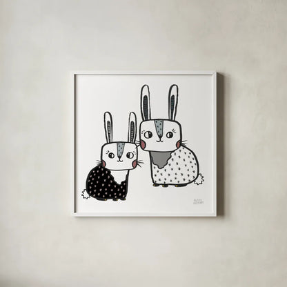 Scandy Baby V Warm Sq by Melissa Averinos. Shown in a crisp white glass frame for a clean and minimalist style. Available as an archival giclee rolled canvas, fine art paper, or poster print. SKU 52087a.