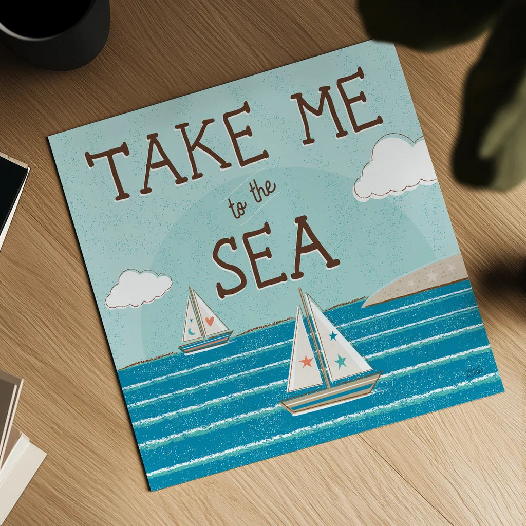 Sea and Me I by Melissa Averinos. Shown as a detailed flat fine art print, highlighting archival giclee quality. Available as an archival giclee rolled canvas, fine art paper, or poster print. SKU 66258a.