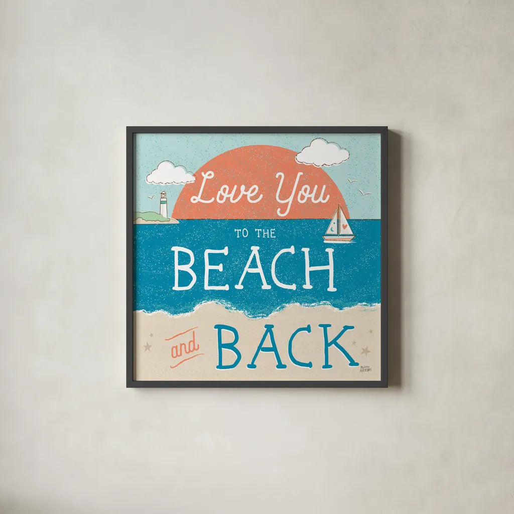 Sea and Me III by Melissa Averinos. Shown in a sleek black glass frame for a contemporary gallery look. Available as an archival giclee rolled canvas, fine art paper, or poster print. SKU 66260a.