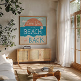 Sea and Me III by Melissa Averinos. Shown in a natural wood frame in a cozy modern living room. Available as an archival giclee rolled canvas, fine art paper, or poster print. SKU 66260a.