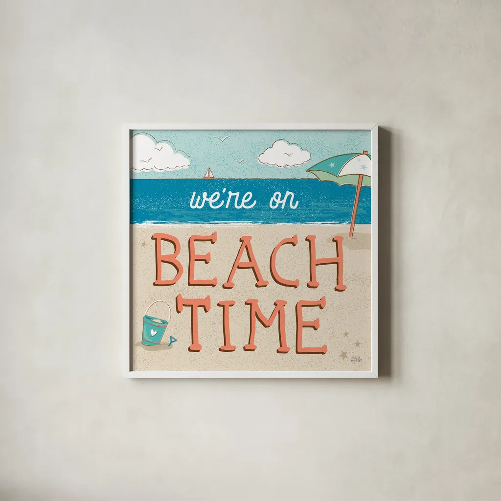 Sea and Me IV by Melissa Averinos. Shown in a crisp white glass frame for a clean and minimalist style. Available as an archival giclee rolled canvas, fine art paper, or poster print. SKU 66261a.