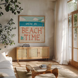 Sea and Me IV by Melissa Averinos. Shown in a natural wood frame in a cozy modern living room. Available as an archival giclee rolled canvas, fine art paper, or poster print. SKU 66261a.