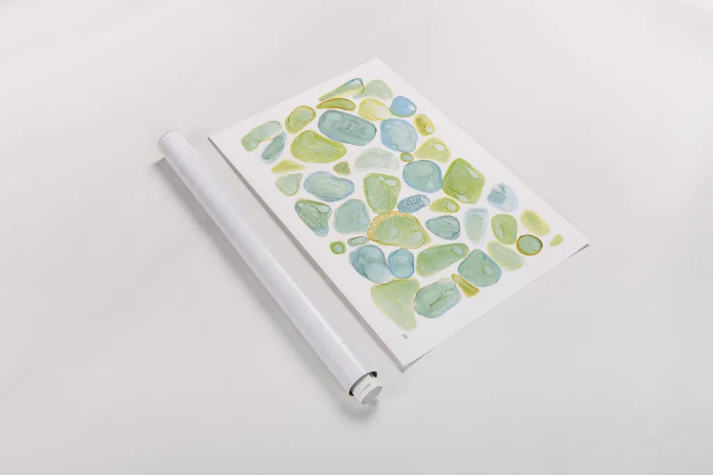Seaglass Abstract by Melissa Averinos. shown as a rolled paper print. Available as archival giclee rolled canvas, fine art paper, or poster print. SKU 47192i.
