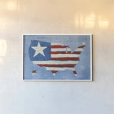 See the USA Americana by Melissa Averinos. shown as a paper print in a white frame. Available as a archival giclee rolled canvas, fine art paper, or poster print. SKU 25333i.