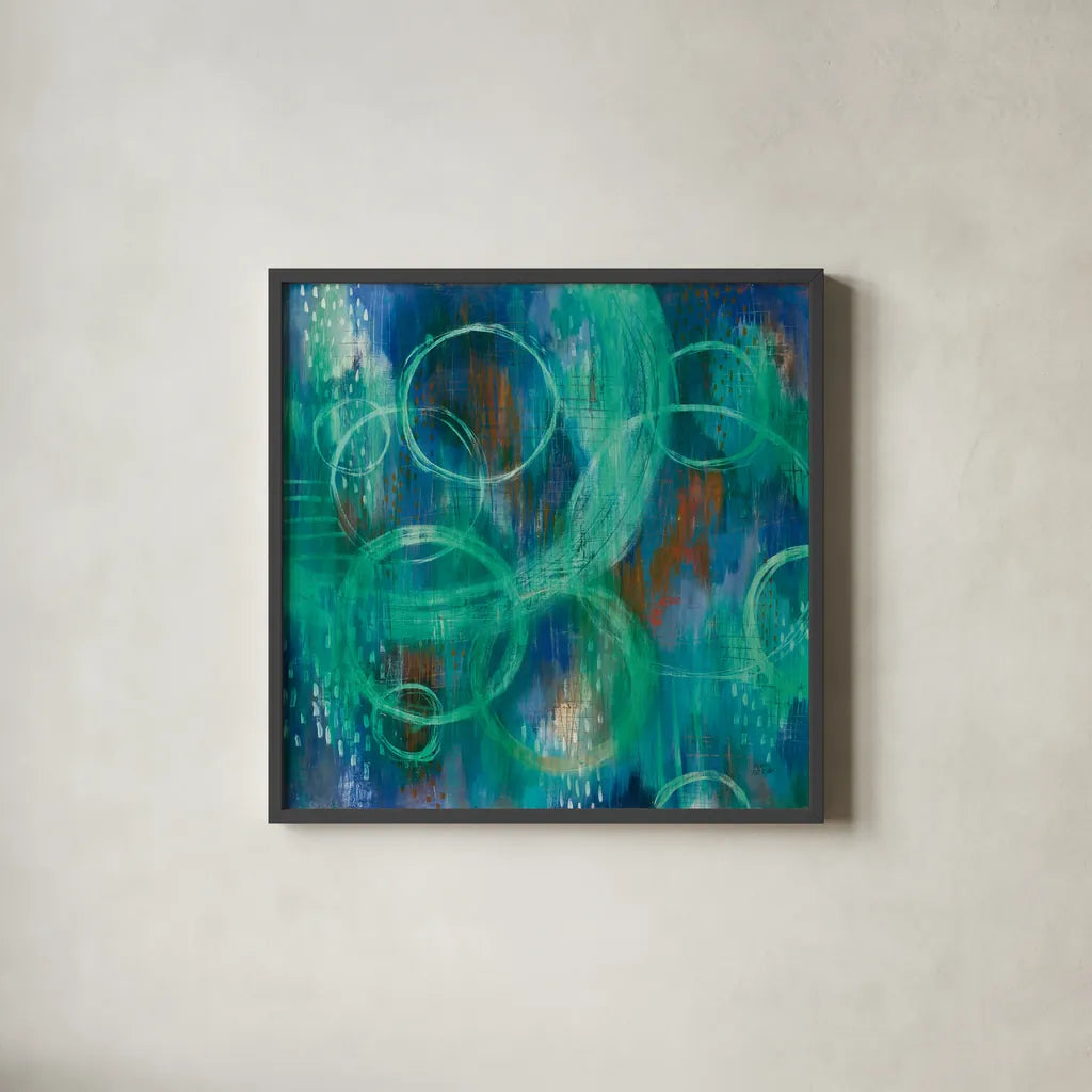 Sky Fields by Melissa Averinos. Shown in a sleek black glass frame for a contemporary gallery look. Available as an archival giclee rolled canvas, fine art paper, or poster print. SKU 24311a.