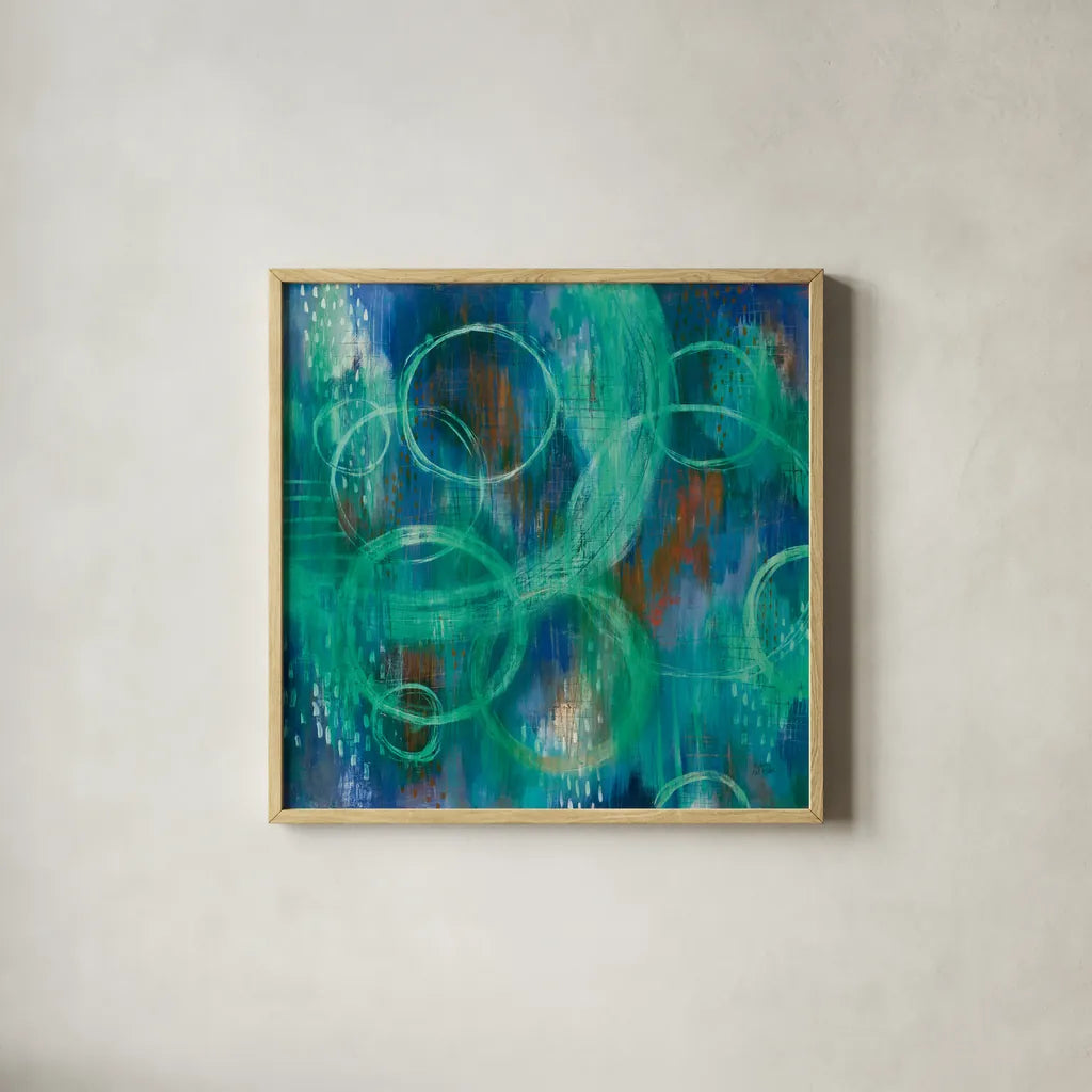 Sky Fields by Melissa Averinos. Shown in a natural wood glass frame for a timeless modern aesthetic. Available as an archival giclee rolled canvas, fine art paper, or poster print. SKU 24311a.