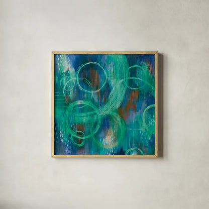 Sky Fields by Melissa Averinos. Shown in a natural wood glass frame for a timeless modern aesthetic. Available as an archival giclee rolled canvas, fine art paper, or poster print. SKU 24311a.
