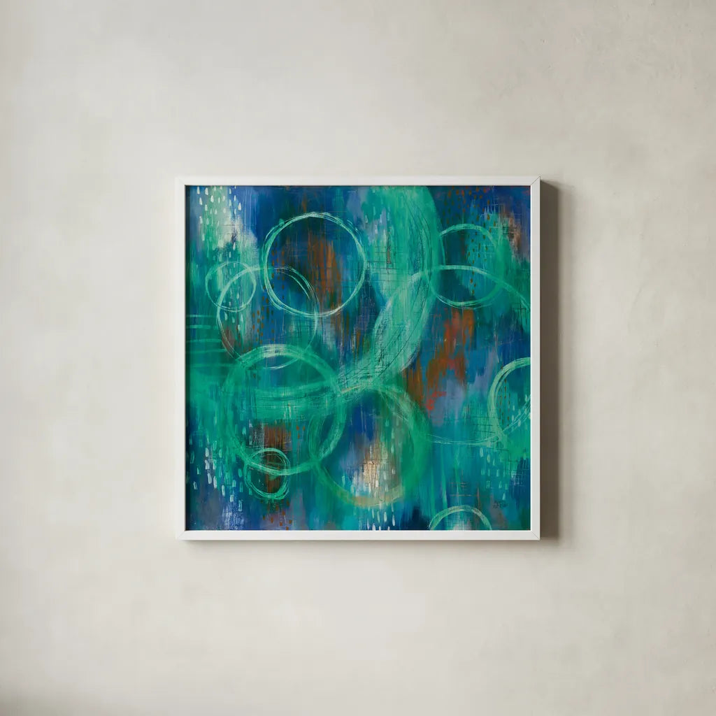 Sky Fields by Melissa Averinos. Shown in a crisp white glass frame for a clean and minimalist style. Available as an archival giclee rolled canvas, fine art paper, or poster print. SKU 24311a.