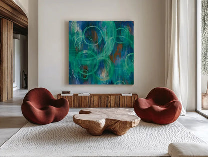 Sky Fields by Melissa Averinos. Shown as extra-large giant wall art in a modern living room. Available as an archival giclee rolled canvas, fine art paper, or poster print. SKU 24311a.
