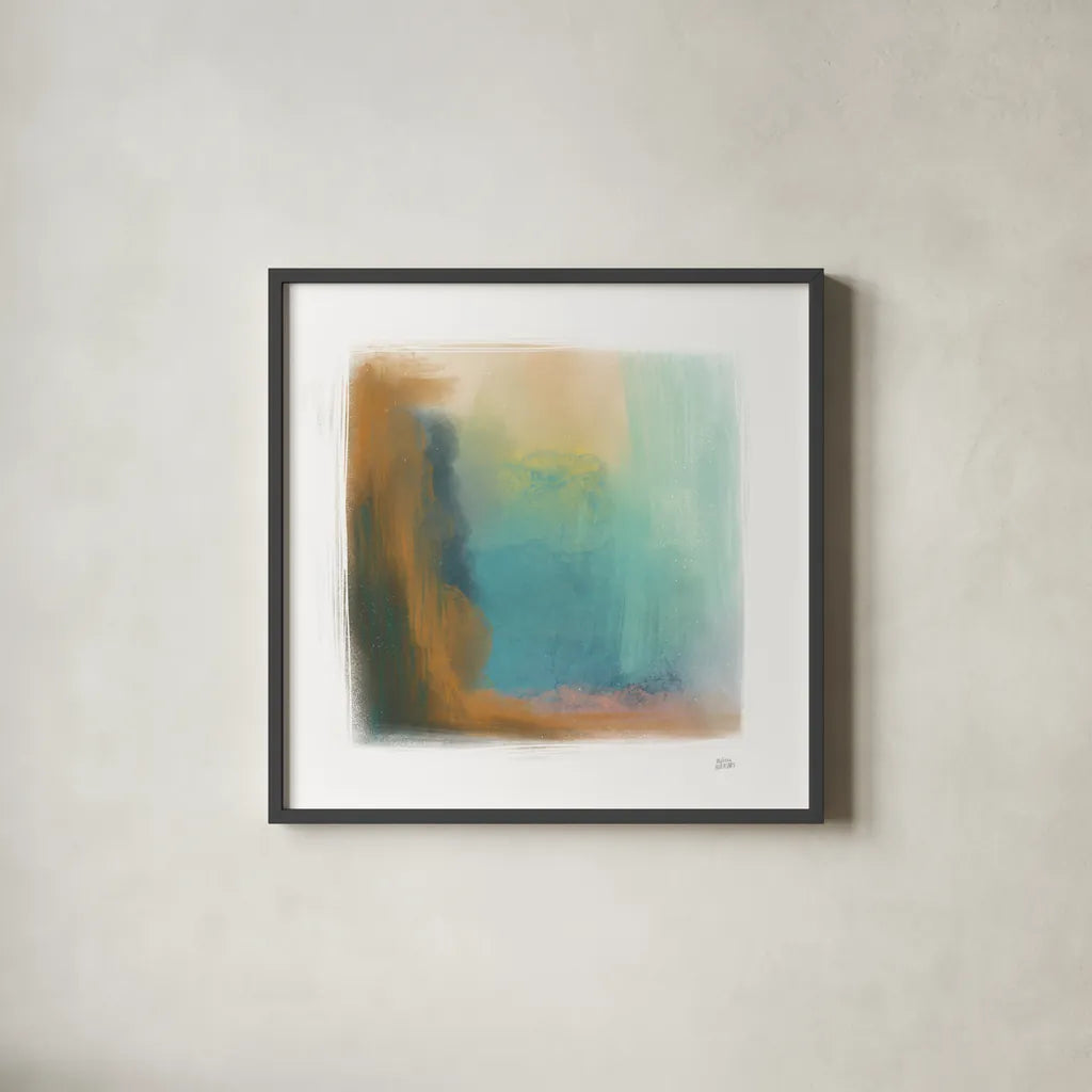 Soft Abstract I by Melissa Averinos. Shown in a sleek black glass frame for a contemporary gallery look. Available as an archival giclee rolled canvas, fine art paper, or poster print. SKU 59184a.