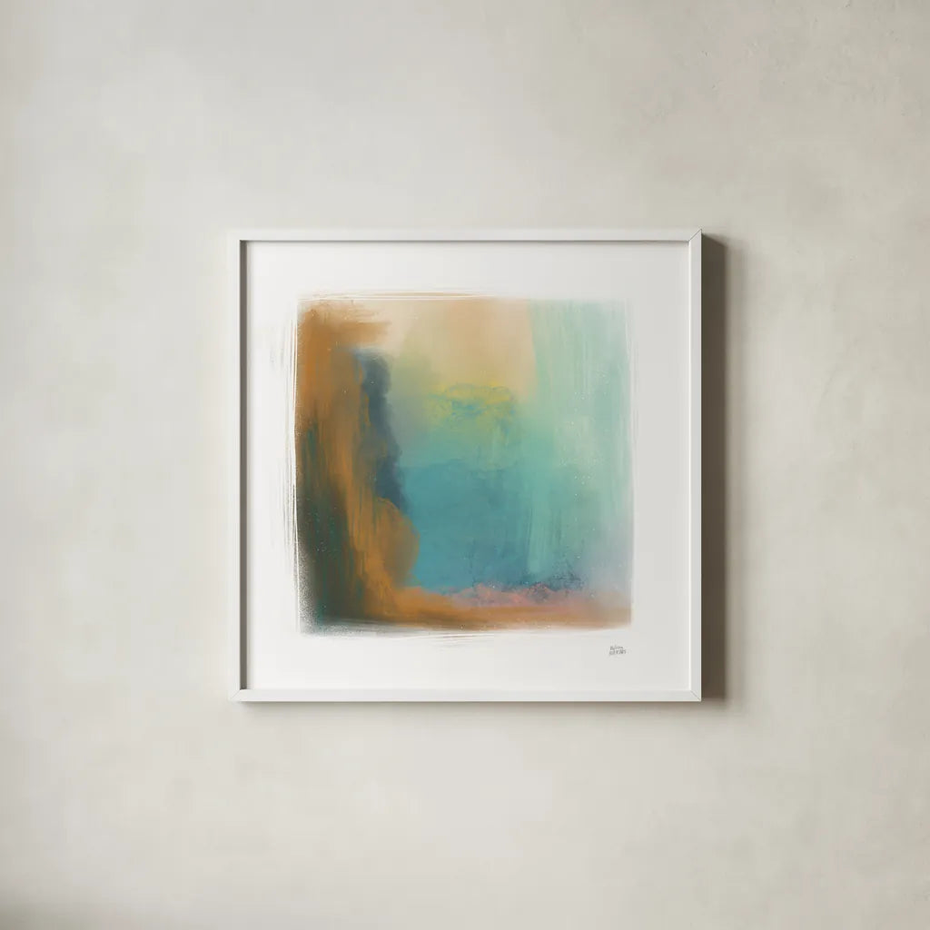 Soft Abstract I by Melissa Averinos. Shown in a crisp white glass frame for a clean and minimalist style. Available as an archival giclee rolled canvas, fine art paper, or poster print. SKU 59184a.