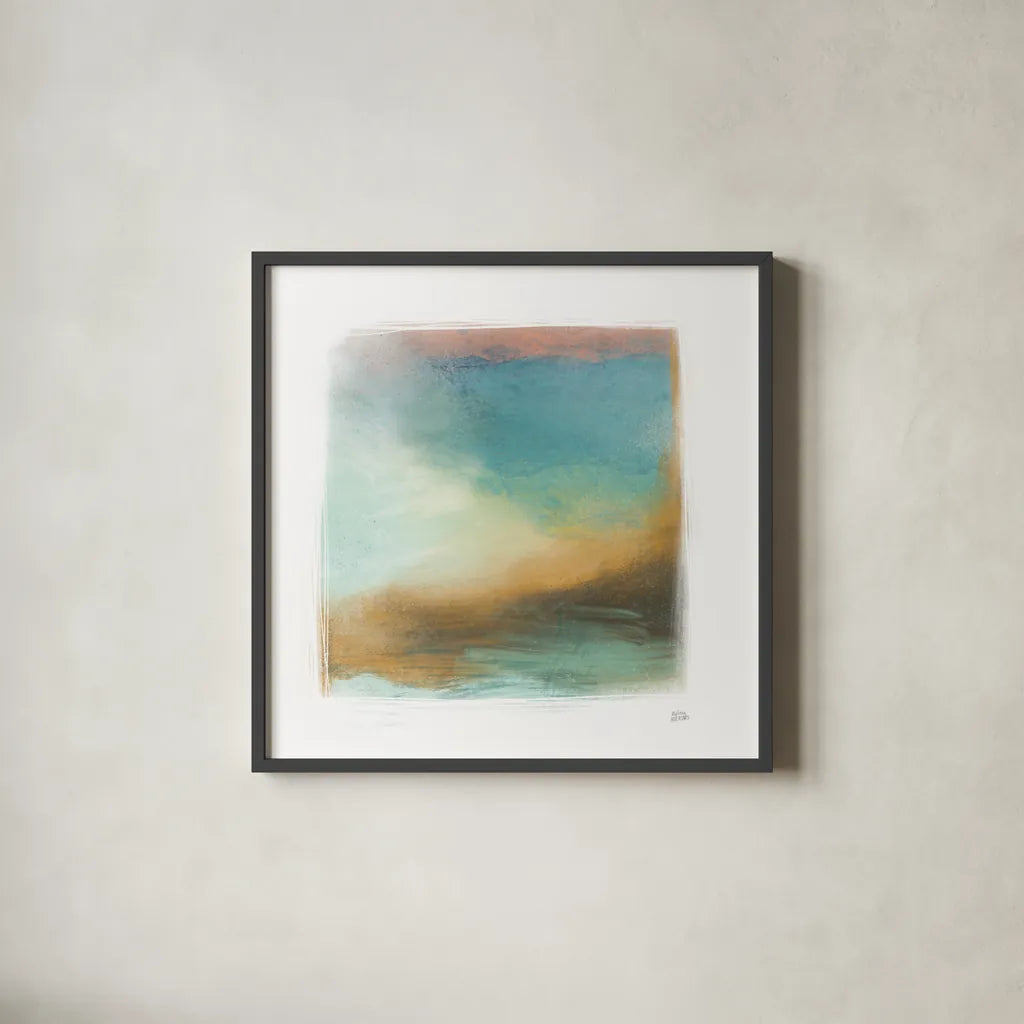 Soft Abstract II by Melissa Averinos. Shown in a sleek black glass frame for a contemporary gallery look. Available as an archival giclee rolled canvas, fine art paper, or poster print. SKU 59185a.