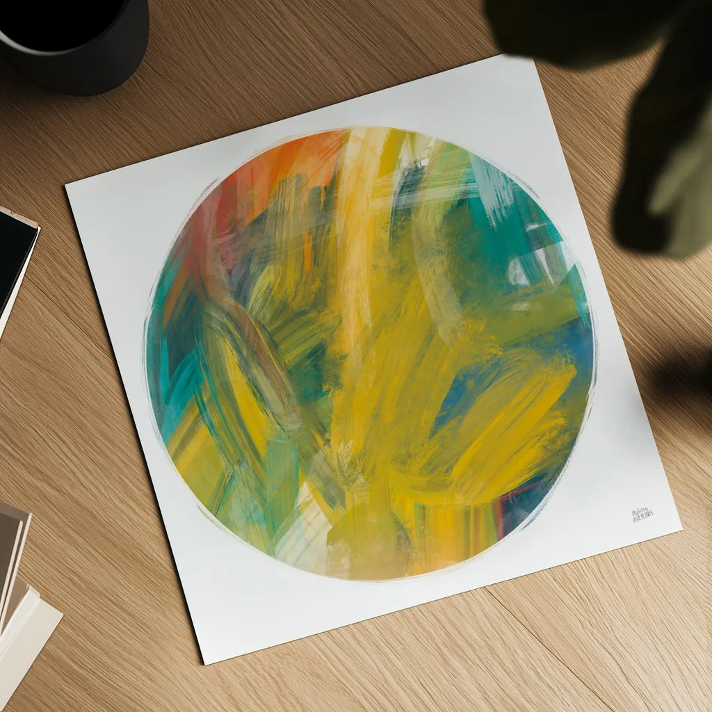 Spectrum Sphere by Melissa Averinos. Shown as a detailed flat fine art print, highlighting archival giclee quality. Available as an archival giclee rolled canvas, fine art paper, or poster print. SKU 64434a.