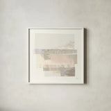 Stacks I Neutral by Melissa Averinos. Shown in a crisp white glass frame for a clean and minimalist style. Available as an archival giclee rolled canvas, fine art paper, or poster print. SKU 42933a.