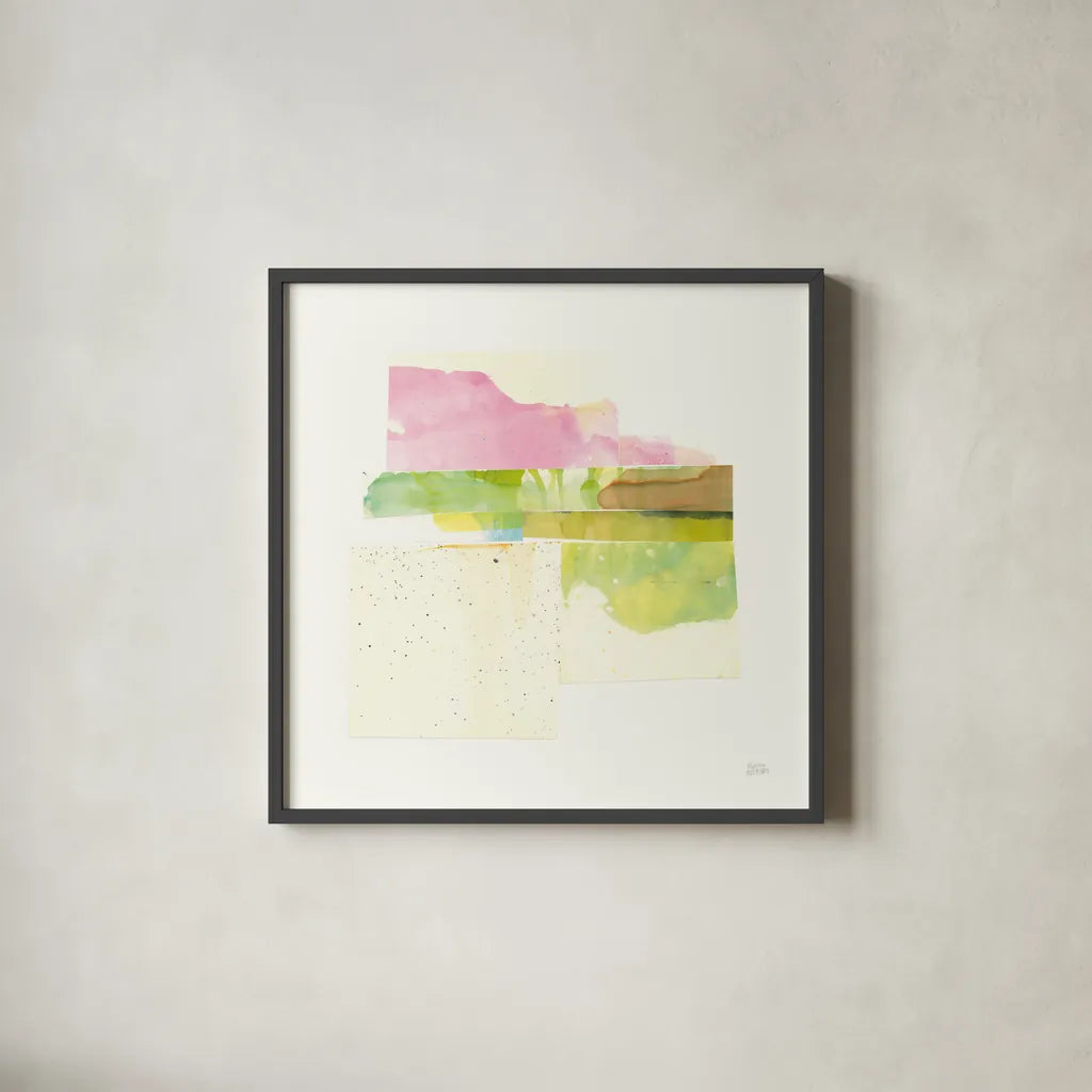 Stacks II by Melissa Averinos. Shown in a sleek black glass frame for a contemporary gallery look. Available as an archival giclee rolled canvas, fine art paper, or poster print. SKU 36902a.