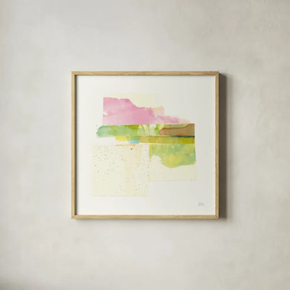 Stacks II by Melissa Averinos. Shown in a natural wood glass frame for a timeless modern aesthetic. Available as an archival giclee rolled canvas, fine art paper, or poster print. SKU 36902a.