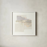 Stacks II Neutral by Melissa Averinos. Shown in a crisp white glass frame for a clean and minimalist style. Available as an archival giclee rolled canvas, fine art paper, or poster print. SKU 42934a.