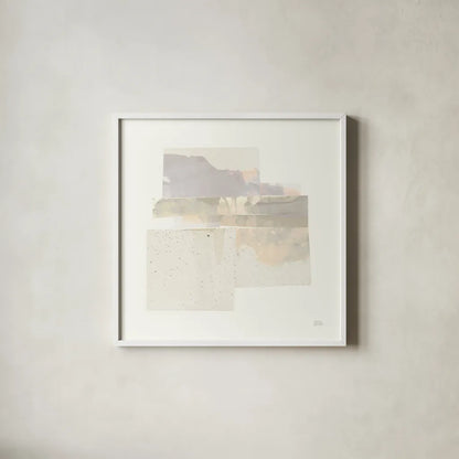Stacks II Neutral by Melissa Averinos. Shown in a crisp white glass frame for a clean and minimalist style. Available as an archival giclee rolled canvas, fine art paper, or poster print. SKU 42934a.