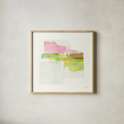 Stacks II v2 by Melissa Averinos. Shown in a natural wood glass frame for a timeless modern aesthetic. Available as an archival giclee rolled canvas, fine art paper, or poster print. SKU 37475a.