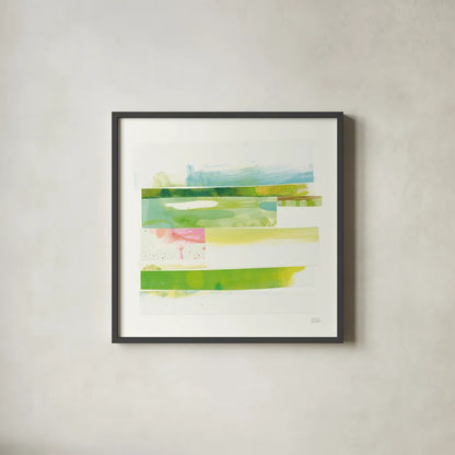 Stacks III v2 by Melissa Averinos. Shown in a sleek black glass frame for a contemporary gallery look. Available as an archival giclee rolled canvas, fine art paper, or poster print. SKU 37476a.