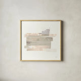 Stacks IV Neutral by Melissa Averinos. Shown in a natural wood glass frame for a timeless modern aesthetic. Available as an archival giclee rolled canvas, fine art paper, or poster print. SKU 42936a.