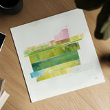 Stacks IV v2 by Melissa Averinos. Shown as a detailed flat fine art print, highlighting archival giclee quality. Available as an archival giclee rolled canvas, fine art paper, or poster print. SKU 37477a.