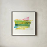 Stacks IV v2 by Melissa Averinos. Shown in a sleek black glass frame for a contemporary gallery look. Available as an archival giclee rolled canvas, fine art paper, or poster print. SKU 37477a.